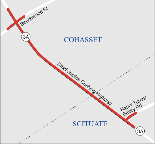 COHASSET AND SCITUATE: CORRIDOR IMPROVEMENTS AND RELATED WORK ON JUSTICE CUSHING HIGHWAY (ROUTE 3A), FROM BEECHWOOD STREET TO HENRY TURNER BAILEY ROAD COHASSET AND SCITUATE: CORRIDOR IMPROVEMENTS AND RELATED WORK ON JUSTICE CUSHING HIGHWAY (ROUTE 3A), FROM BEECHWOOD STREET TO HENRY TURNER BAILEY ROAD